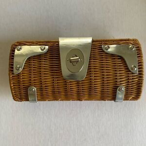 KATE SPADE Wicker/Silver Clutch Hand Carry Purse